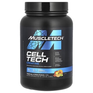 MuscleTech, Creatina Cell Tech, Ponche de cítricos tropicales, 1,36 kg (3 lb)