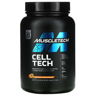 MuscleTech, Cell Tech（セルテック）、テスト済みクレアチン＋カーブマッスルビルダー、トロピカルシトラスパンチ、1.36kg（3ポンド）