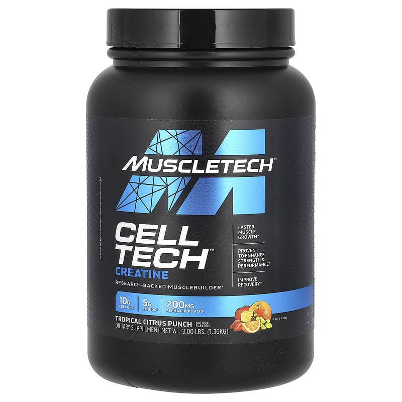 Creatina Cell Tech, Ponche de cítricos tropicales, 1,36 kg (3 lb)
