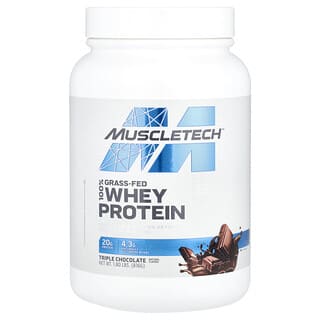 MuscleTech, Proteine ​​del siero di latte 100% da animali nutriti d’erba, triplo cioccolato, 816 g