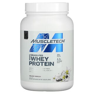 MuscleTech, Protéines de lactosérum nourries à l'herbe à 100 %, Vanille de luxe, 816 g