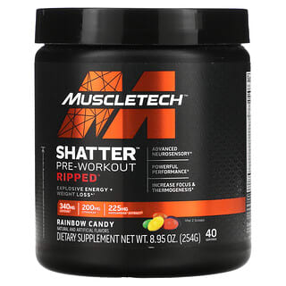 Muscletech‏, Shatter Pre-Workout, Ripped, Rainbow Candy, 8.95 oz (254 g)