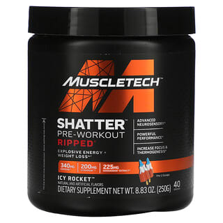 MuscleTech, Shatter Pre-Workout Ripped, Icy Rocket, 250 g