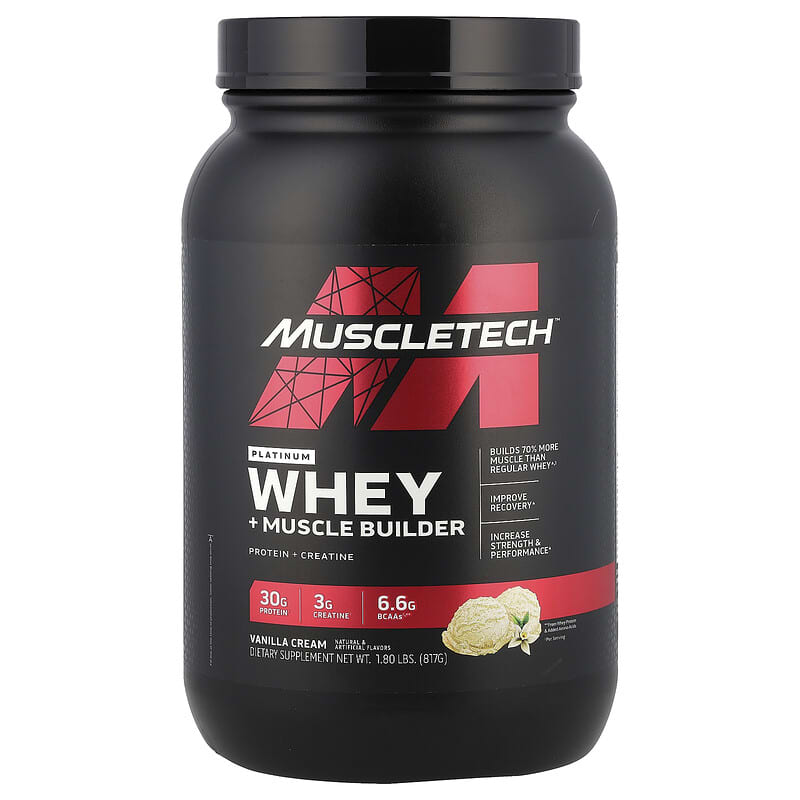 Platinum Whey＋Muscle Builder、バニラクリーム、817g（1.8ポンド）