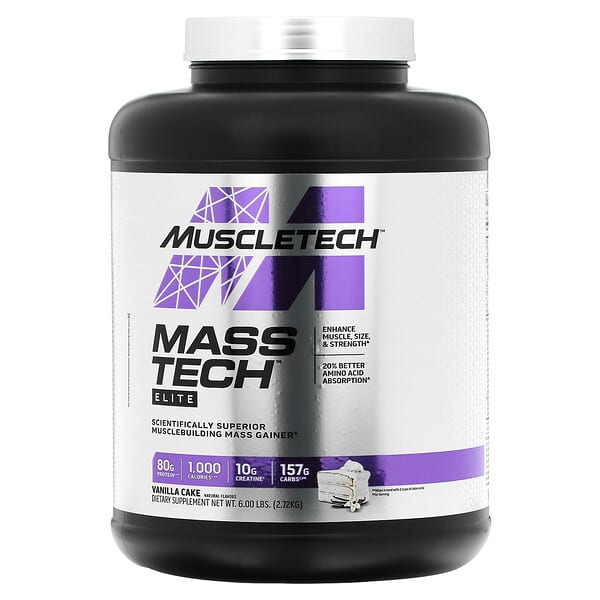 MuscleTech, Mass-Tech（マステック）エリート、バニラケーキ味、2.72kg（6ポンド）