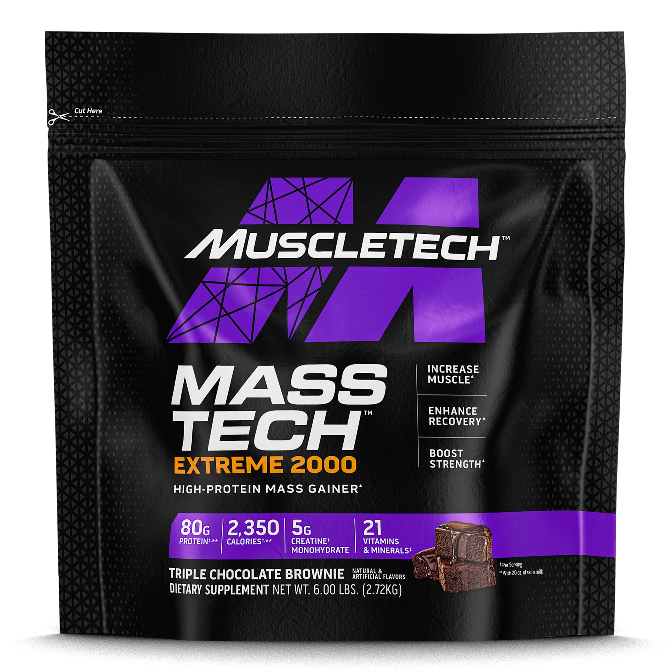 MASS-TECH（マステック）エクストリーム2000、トリプルチョコレートブラウニー、2.72kg（6ポンド）