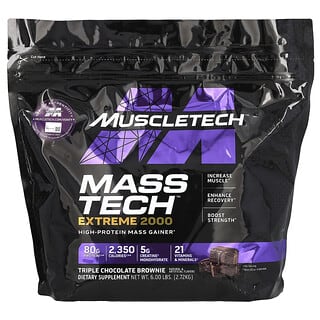 MuscleTech, Mass Tech Extreme 2000, брауни с тройным шоколадом, 2,72 кг (6 фунтов)