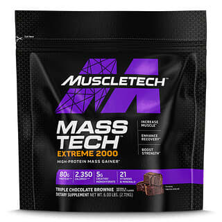 MuscleTech, Mass Tech Extreme 2020, Brownie Cokelat Tiga Kali Lipat, 2,72 kg (6 pon)