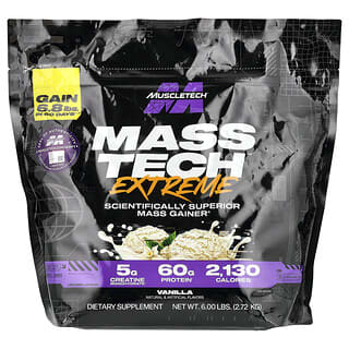 MuscleTech, Mass Tech™ Extreme 2000, vaníliás turmix, 2,72 kg