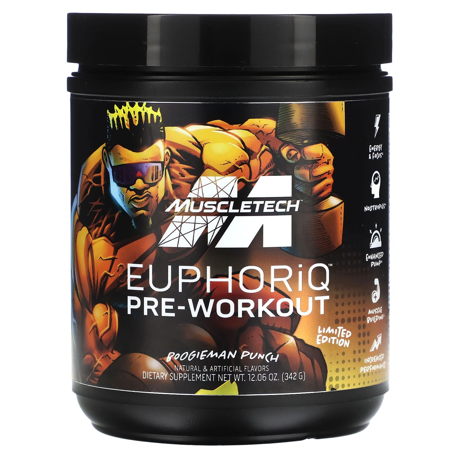 MuscleTech, 限定版、EuphoriQ（ユーフォリク）、プレワークアウト、ブギーマンパンチ、342g（12.06オンス）
