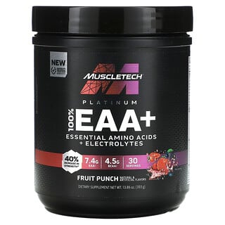MuscleTech, Platinum, 100% EAA+, фруктовый пунш, 393 г (13,86 унции)