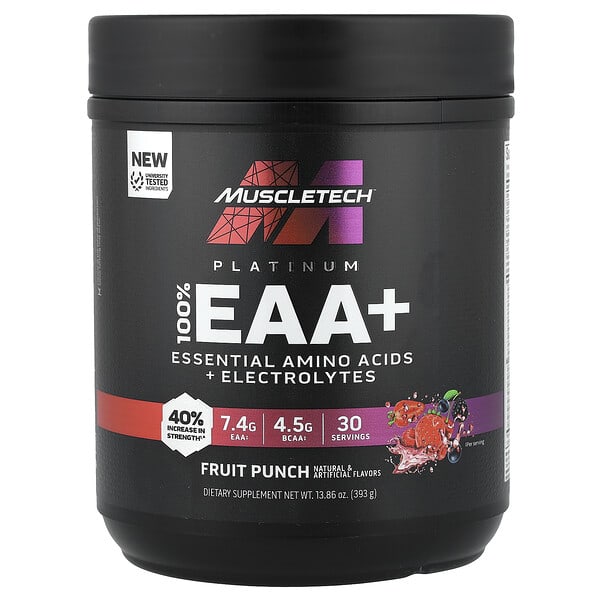 MuscleTech, Platinum 100% EAA+, Fruit Punch, 13.86 oz (393 g) — product photo 1