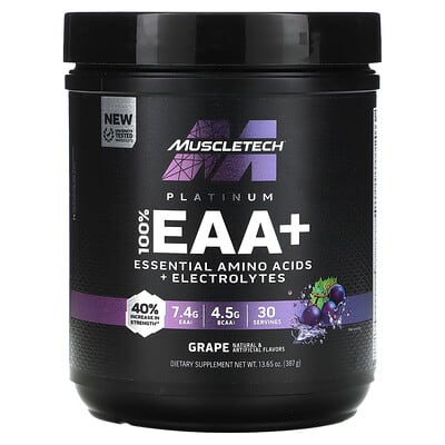 MuscleTech, Platinum, All Essential Amino Acids+, Grape Flavor, 13.65 oz (387 g)