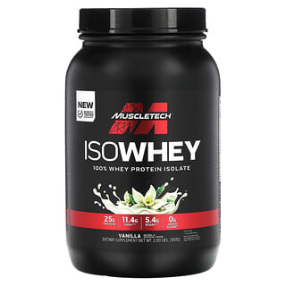 MuscleTech, IsoWhey, 100% aislado de proteína de suero de leche, Vainilla`` 907 g (2 lb)