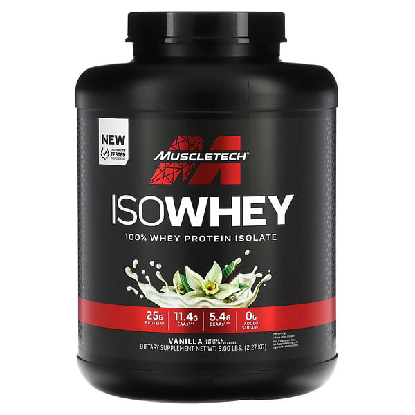 MuscleTech, IsoWhey，全分離乳清蛋白，香草味，5 磅（2.27 千克）