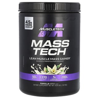 MuscleTech, Mass Tech, Complément de gain de masse musculaire maigre, Vanille, 1,81 kg