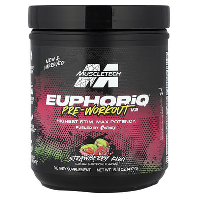 MuscleTech, EuphoriQ® Pre-Workout V2, Strawberry Kiwi, 15.41 oz (437 g)