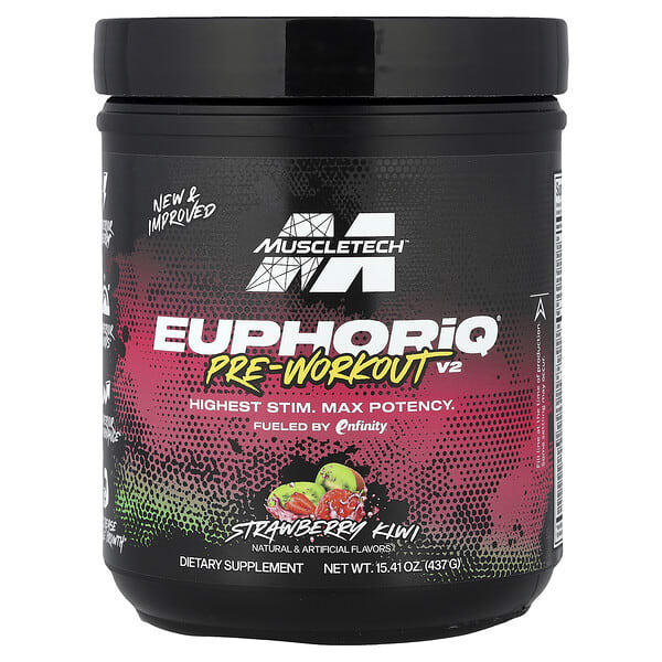 MuscleTech EuphoriQ® Pre-Workout V2, Strawberry Kiwi, 15.41 oz (437 g)