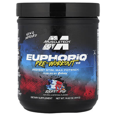 MuscleTech, EuphoriQ® Pre-Workout V2, Rocket Bubble Gum, 14.62 oz (414 g)