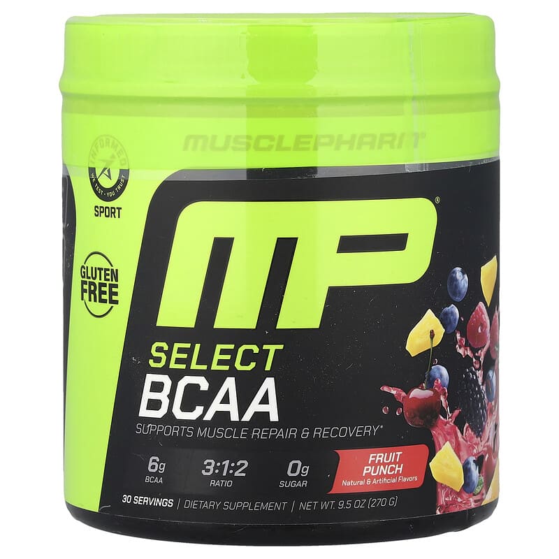 セレクトBCAA（分岐鎖アミノ酸）、フルーツパンチ、270g（9.5オンス）