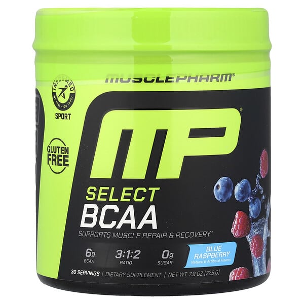 MusclePharm Select BCAA, Blue Raspberry, 7.9 oz (225 g)