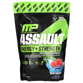 MusclePharm, Assault Energy + Strength, предтренировочный комплекс, со вкусом голубой малины, 344 г (12,1 унции)