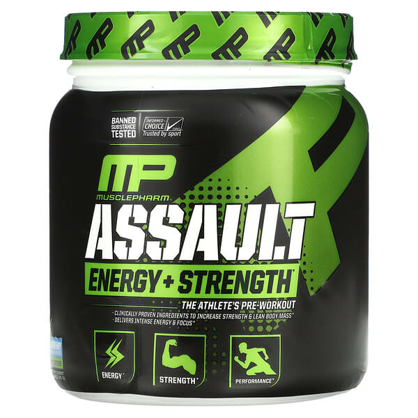 MusclePharm‏, Assault Energy + Strength, Pre-Workout, Blue Raspberry, 12.17 oz (345 g)