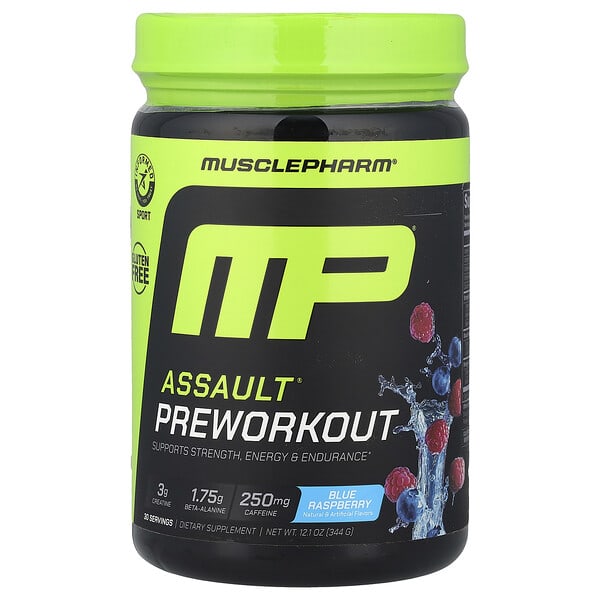 MusclePharm Assault® Preworkout, Blue Raspberry, 12.1 oz (344 g)