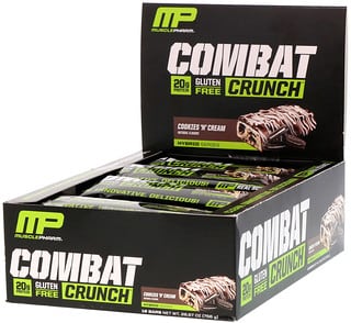 MusclePharm, Combat Crunch, galletitas y crema, 12 barras, 2.22 oz oz (63 g) cada una