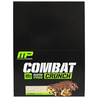 MusclePharm, Combat Crunch، عجين كعك برقائق الشيكولاتة، 12 لوحًا، 63 جم لكل لوح