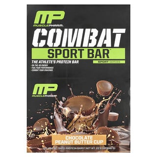 MusclePharm, Combat Sport Bar, Chocolate Peanut Butter Cup, Schokoladen-Erdnussbutterbecher, 12 Riegel, je 54 g (1,90 oz.).