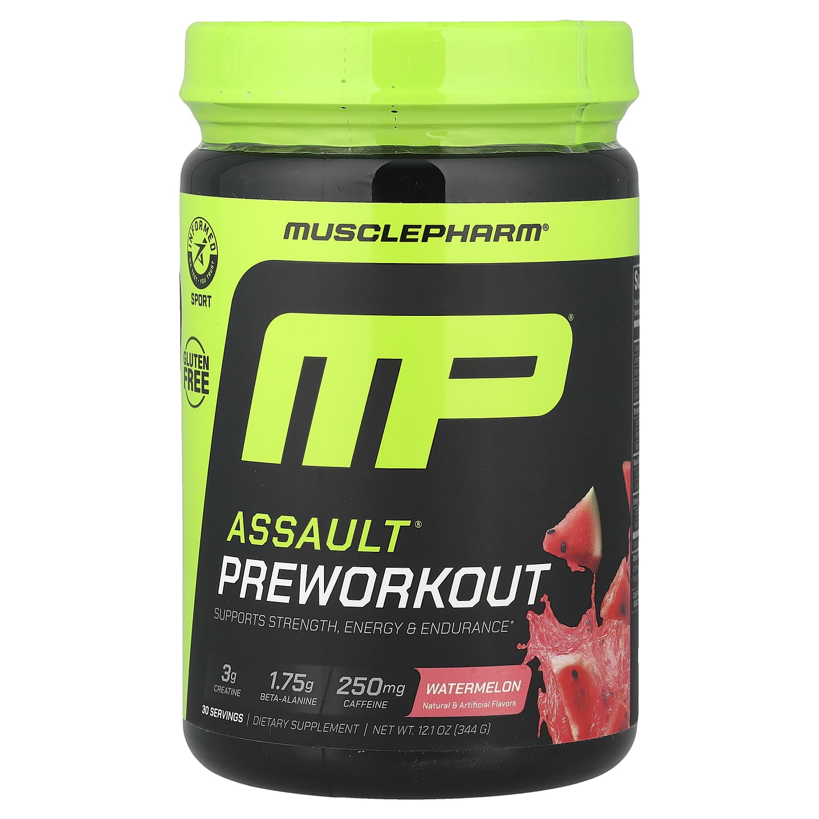 【お得セット】マッスルファーム  アサルト 三本セット Assault®（アサルト）プレワークアウト、ウォーターメロン、344g（12.1