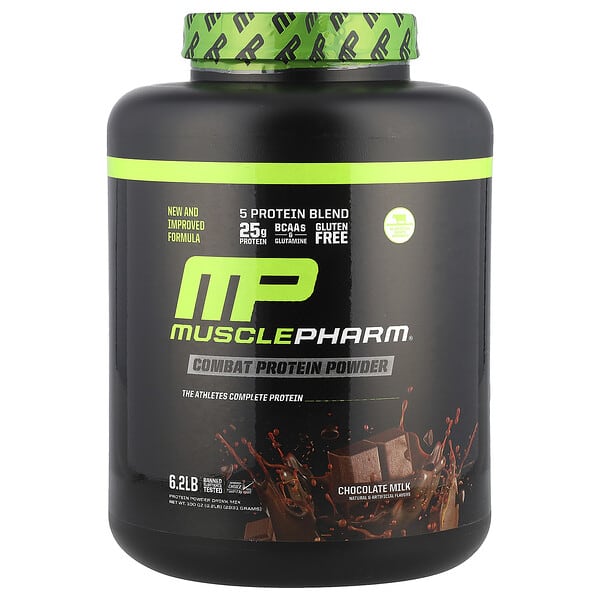 MusclePharm Combat Protein Powder, Chocolate Milk, 6.2 lb (2,831 g)