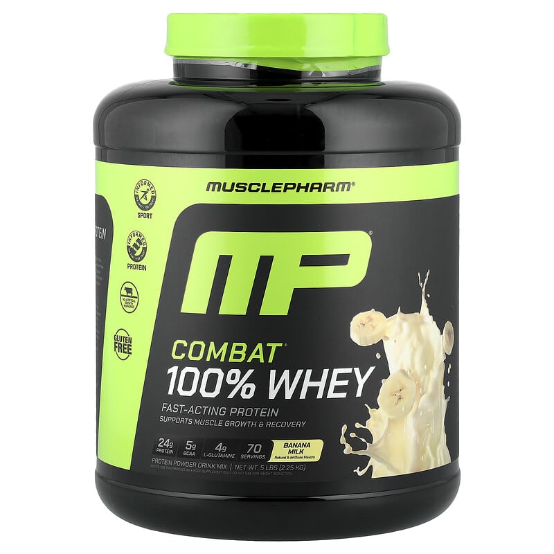 Combat 100% Whey（コンバット100％ホエイ）、バナナミルク、2.25kg（5