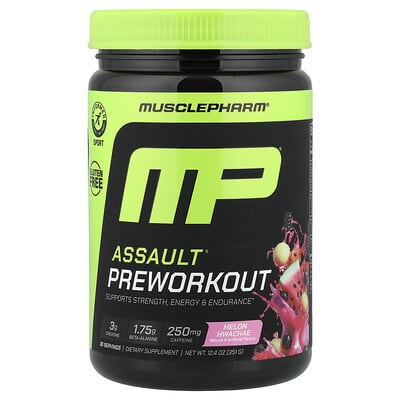MusclePharm, 攻擊能量 + 力量，鍛鍊前，Melon Hwachae，12.4 盎司（351 克）