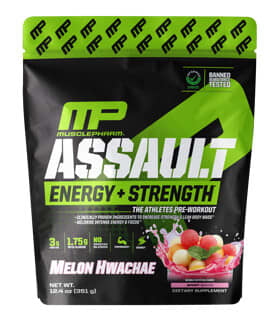 MusclePharm, Assault Energy + 스트렝스, 운동 전 보충제, 멜론화채, 351g(12.4oz)