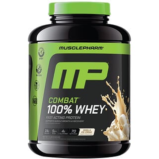 MusclePharm, Combat® 100% syrovátkový proteinový prášek, vanilková zmrzlina, 2,24 kg