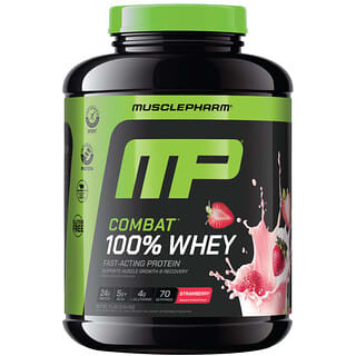 MusclePharm, Combat® 100% 유청 단백질 분말, 딸기, 2.24kg(5lbs)