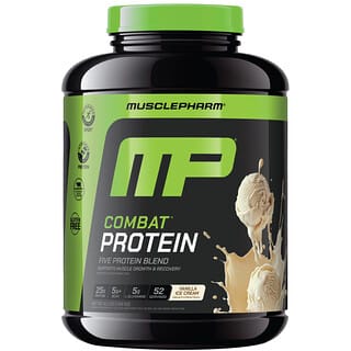 MusclePharm, Combat® Protein Powder, Vanilla Ice Cream, 4.1 lbs (1.84 kg)