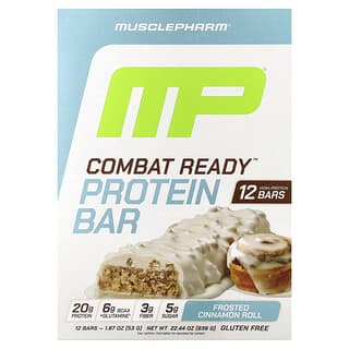 MusclePharm, Combat Ready™ Protein Bar, Frosted Cinnamon Roll, 12 Bars, 1.87 oz (53 g) Each