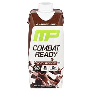 MusclePharm, Combat Ready™ Protein Shake, Fudge de ciocolată, 17 fl oz (500 ml)