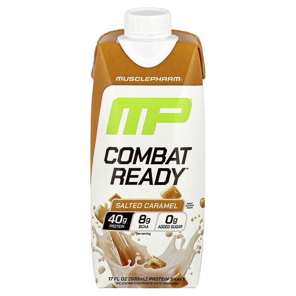 MusclePharm, Combat 레디™ 단백질 셰이크, 솔티드 캐러멜, 500ml(17fl oz)