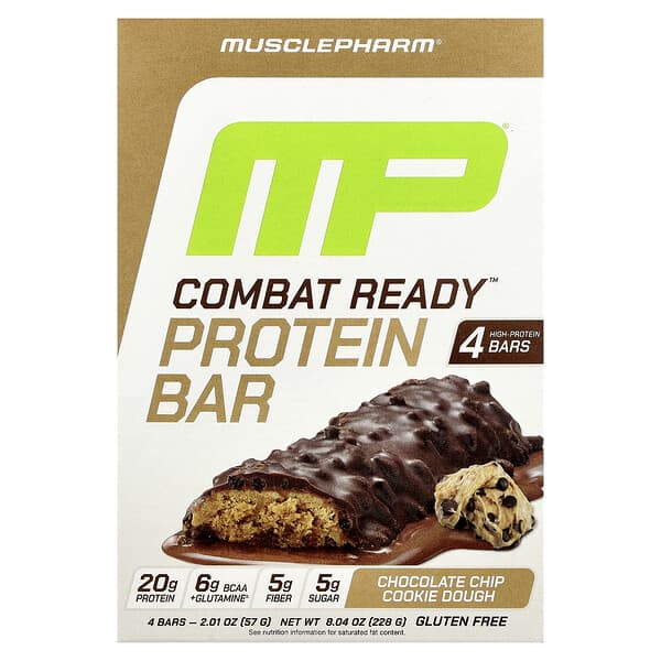 Combat Ready™ Protein Bar, Chocolate Chip Cookie Dough, 4 Bars, 2.01 oz (57 g) Each