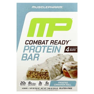 MusclePharm, Baton proteic Combat Ready™, rulou cu scorțișoară înghețată, 4 batoane, 1,87 oz (53 g) fiecare