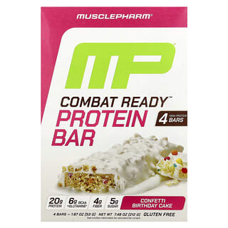 MusclePharm, Combat Ready™ Protein Bar, Confetti Birthday Cake, 4 Bars, 1.87 oz (53 g) Each