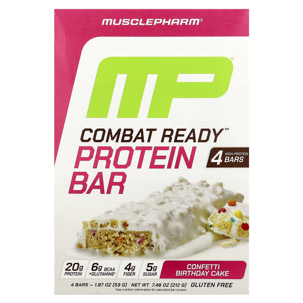 Combat Ready™ Protein Bar, Confetti Birthday Cake, 4 Bars, 1.87 oz (53 g) Each