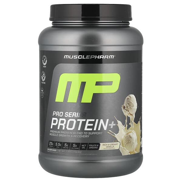 MusclePharm, Pro Series Protein+, 리치 & 크리미 바닐라, 1.06kg(2.3lb)