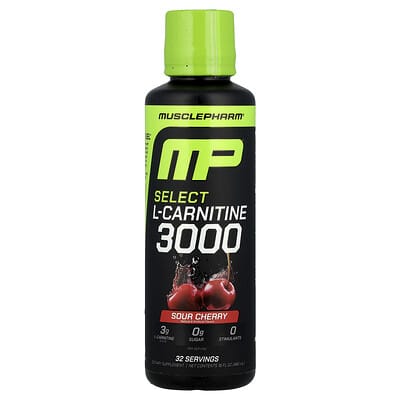 MusclePharm, Select L-Carnitine 3000, Sour Cherry, 16 fl oz (480 ml)