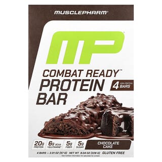MusclePharm, Barre protéinée Combat Prêt™, Gâteau au chocolat, 4 barres, 57 g pièce