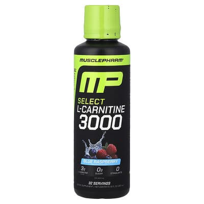 MusclePharm, L-Carnitine Select 3000, Blue Raspberry, 16 fl oz (480 ml)